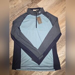 KJUS Men's 52/Large Heathered Blue Curve Half-Zip MG25-K01 NWT